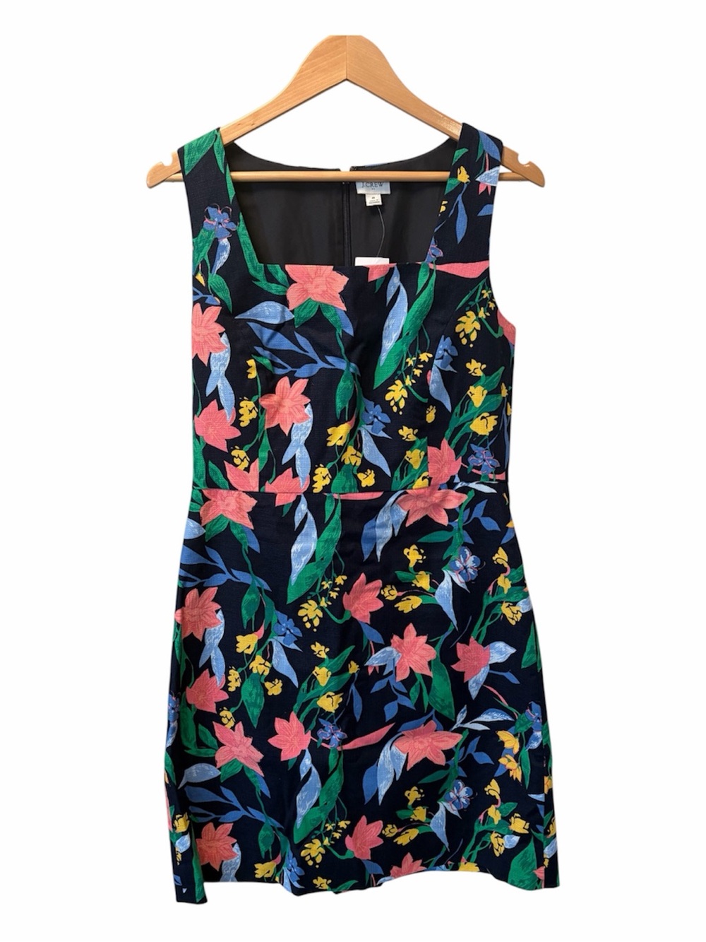NWT J.Crew Floral Basketweave Square-Neck Sheath Dress with tropical print sz 8